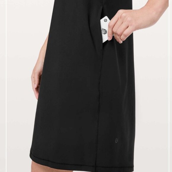 Lululemon Early Morning Dress in Black Pockets Mini Dress Tank Dress Size 4 - Picture 4 of 10